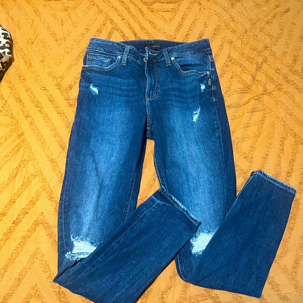 Silver distressed skinny jeans sz w30/l29